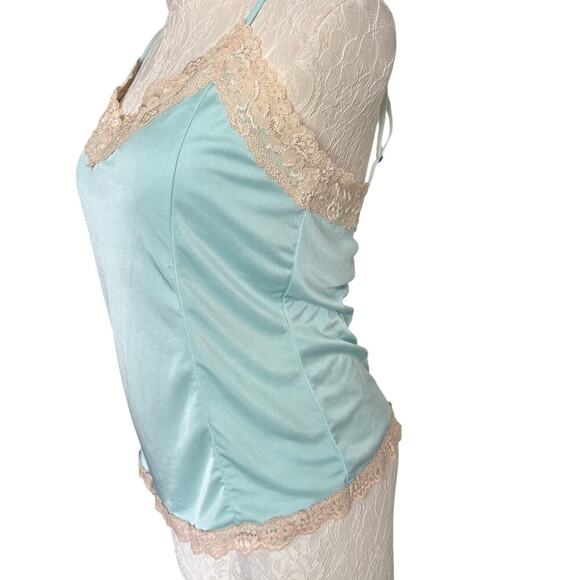 Vintage Lace Trim Camisole Aqua Blue Clubwear Tank M Y2K Balletcore The Limited - Picture 4 of 11